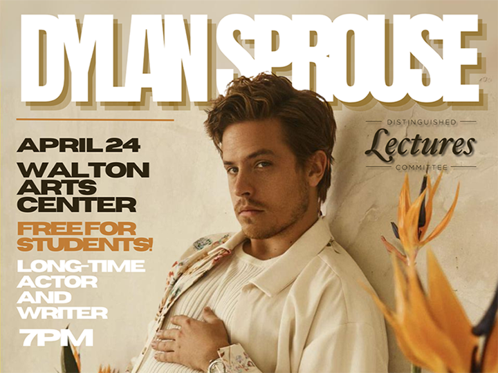 Dylan Sprouse, actor and writer, will deliver a moderated question and answer session as part of the Distinguished Lectures Committee's series at 7 p.m. Wednesday, April 24, at the Walton Arts Center.