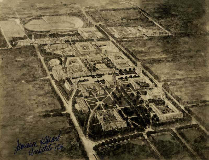 Architectural drawing of proposed campus design