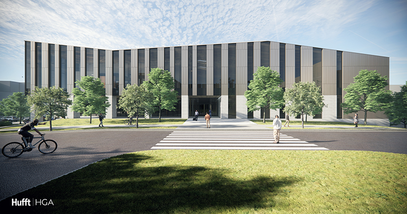 architectural rendering of the building as it will appear when finished