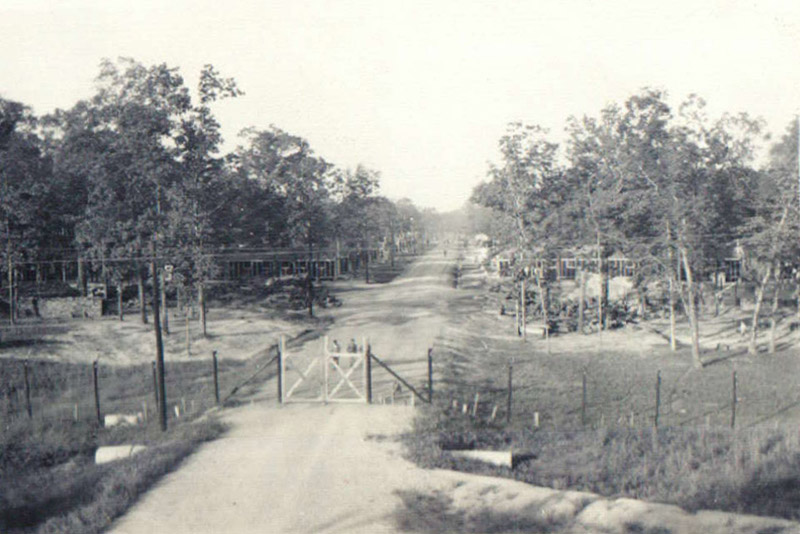 One of the three enlisted men's compounds as seen from a guard tower at Camp Monticello near Monticello, Arkansas. Photo courtesy of the Drew County Historical Society.