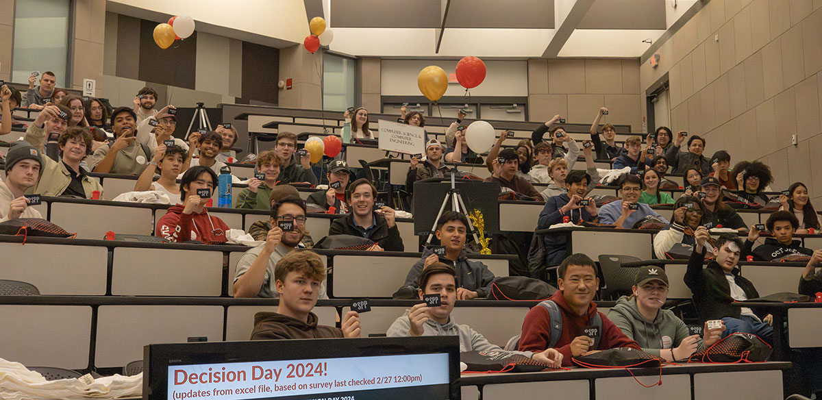 Engineering students at "Decision Day," when they choose which program they will study as a major. 