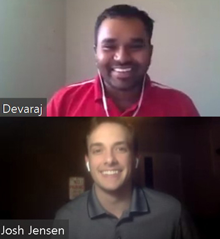 Screen images of Devaraj Radha Krishnan and Joshua Jensen.