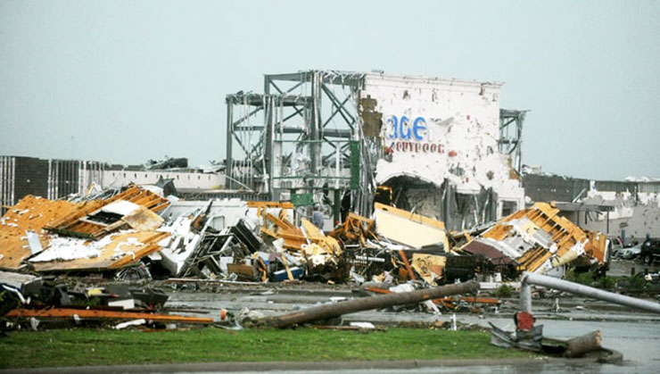 Photo of destruction after tornado in Joplin Missouri