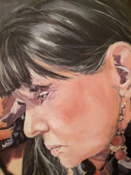 Painting of Suzanne MacRae in profile