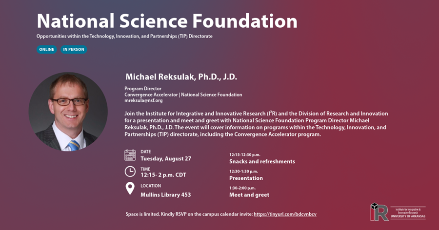 Flyer for talk by Michael Reksulak of the National Science Foundation