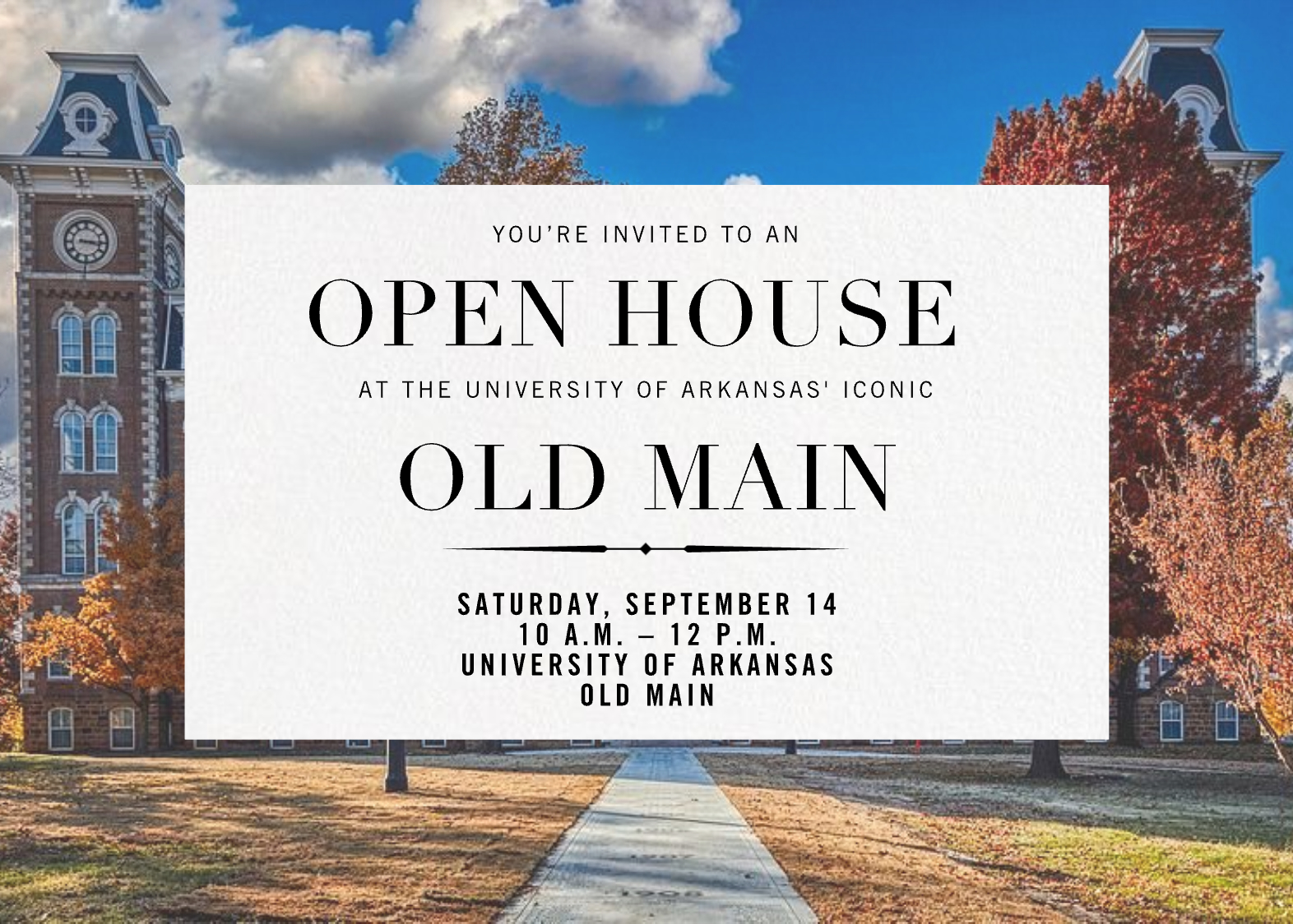 Flyer for Open House at Old Main