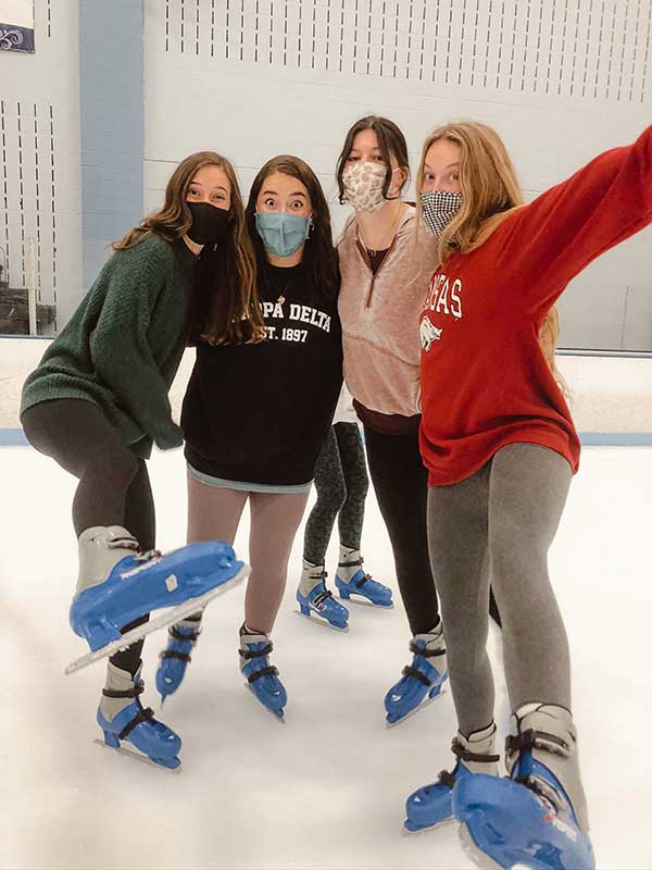 Students on ice skates.