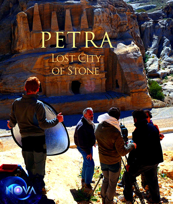 Tom Paradise (second from left) on the set of 'Petra: Lost City of Stone'