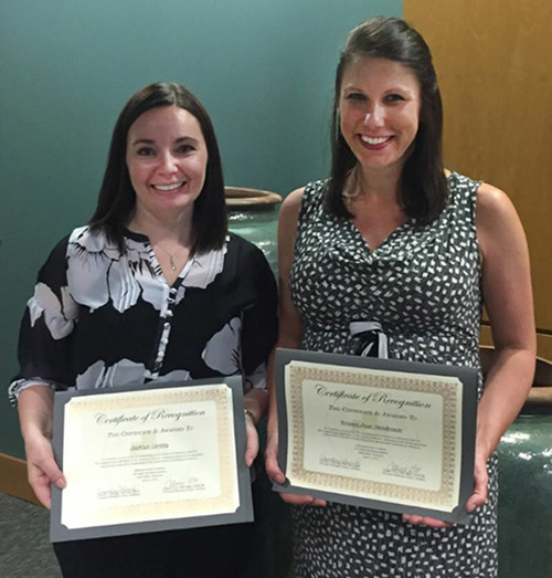 Jacklyn Gentry, left, and Kristin Jaye Henderson were honored June 5 at a banquet at Arkansas Children's Hospital in Little Rock.