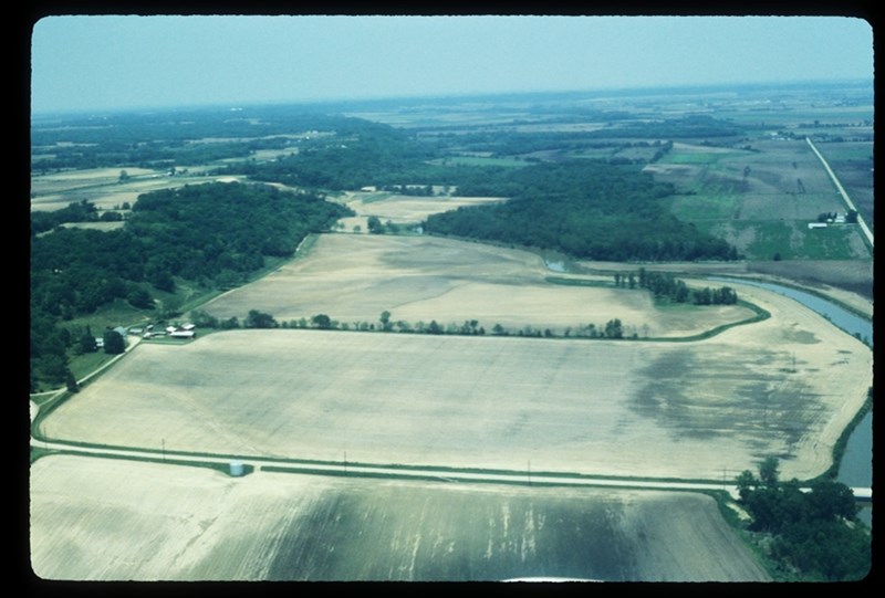 Low-angle oblique air photo of Gast Farm in Iowa.