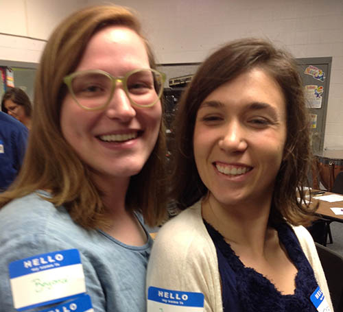 Fellows Mere Rowlett, left, and Isabel Anderson are pictured at a professional development event for Arkansas Teacher Corps.