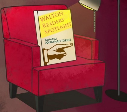A still from the opening animation of the Walton Readers Spotlight, a series that engages viewers and urges readers to begin conversations about books that inspire or intrigue them.