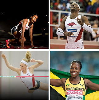 Top from left: Gold medalists Taylor Ellis-Watson and Omar McLeod. Bottom: Silver medalists Sandi Morris and Veronica Campbell-Brown.