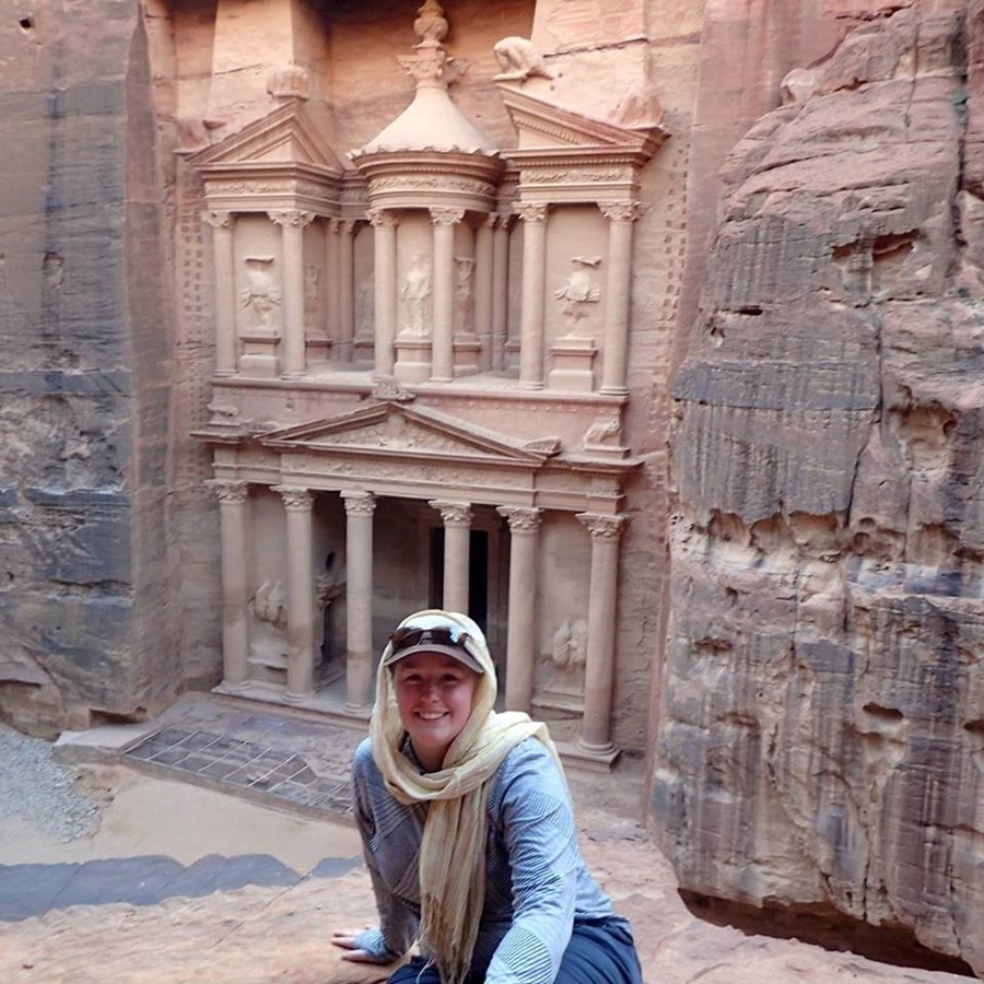 Doctoral student Kaelin Groom in Petra, Jordan.