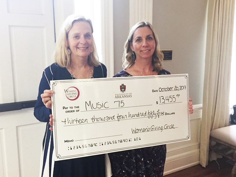 Ronda Mains, left, and Theresa Delaplain (right) Receive Check from the Women's Giving Circle.