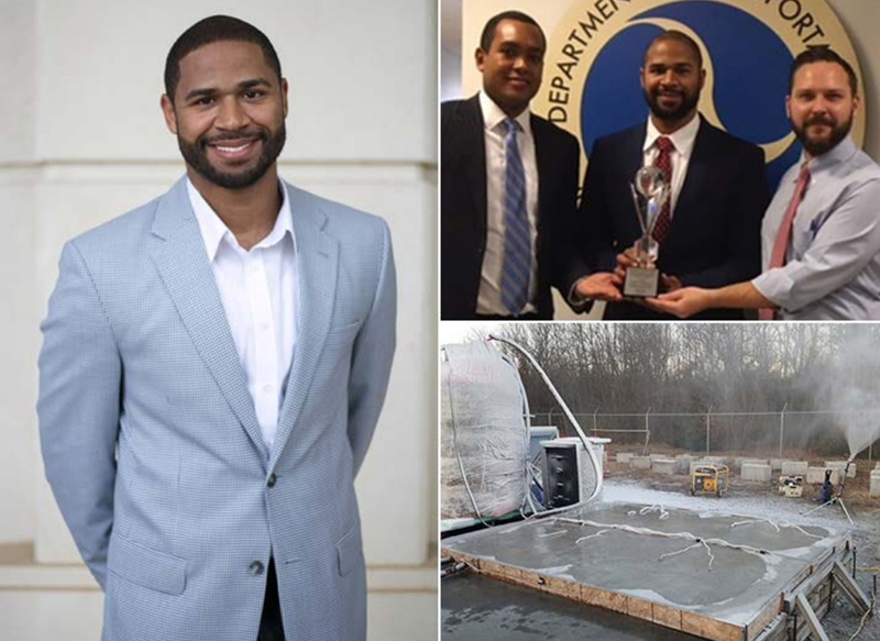 Joseph Daniels, winner of the Recognizing Aviation and Aerospace Innovation in Science and Engineering Award, is developing an anti-icing pavement system for airfields.
