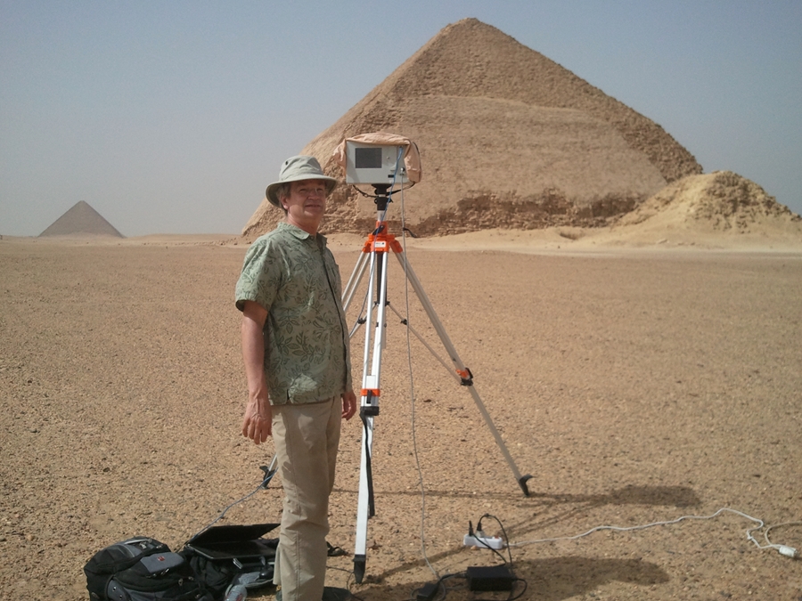 CAST Researcher Malcolm Williamson conducting field work in Egypt with an Optech ILRIS-3D scanner.