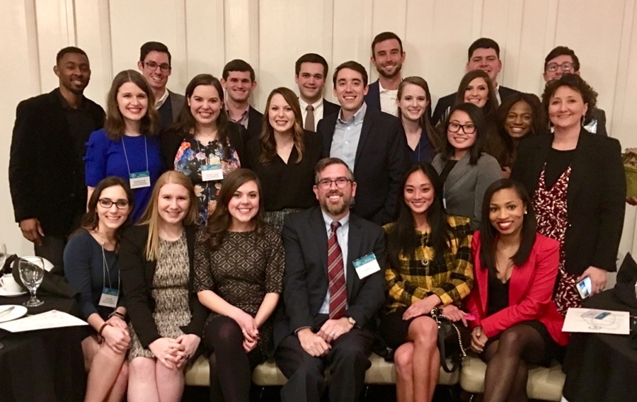 Will Foster (front row, third from right) with Dean Stacy Leeds (second row, far right) and University of Arkansas School of Law students at the annual Arkansas Bar Foundation Scholarship Dinner.