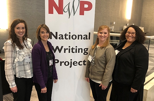 Kathryn Hill, from left, Vicki Collet, Kristina Packard and Jean Hill presented research at the spring meeting of the National Writing Project.