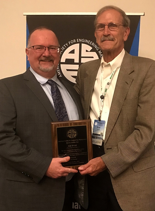 Ed Pohl, left, with Paul Kaufman, executive director of the American Society for Engineering Management.