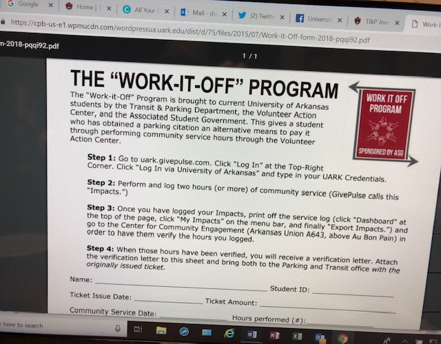 All the information about the Work It Off Program is online.