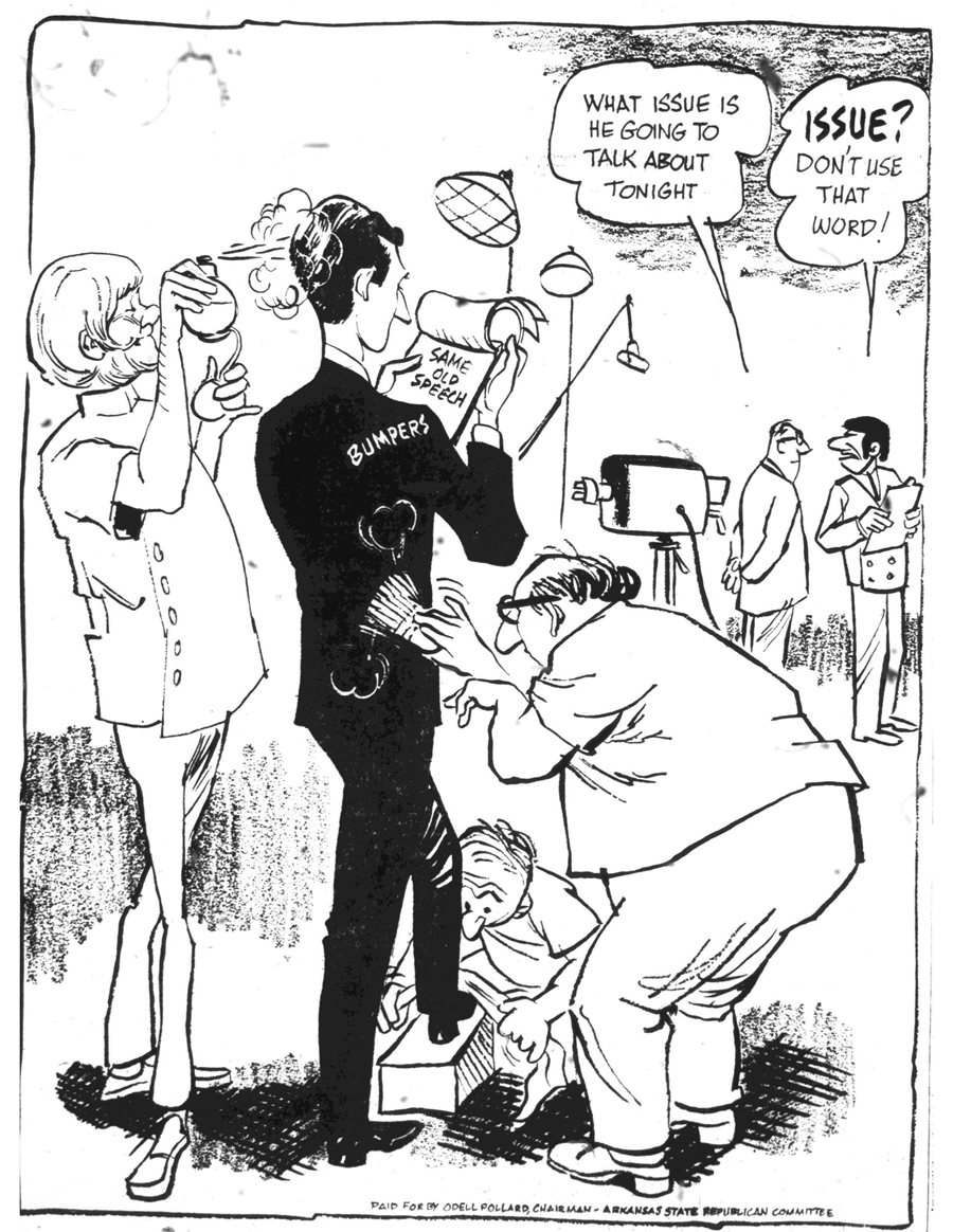 One of 23 examples of paid political cartoon ads featured in a new Arkansas Historical Quarterly article by Janine A. Parry and Dusty Higgins. Candidates and parties paid to place hundreds of these in newspapers across the state between about 1940 and 1970.
