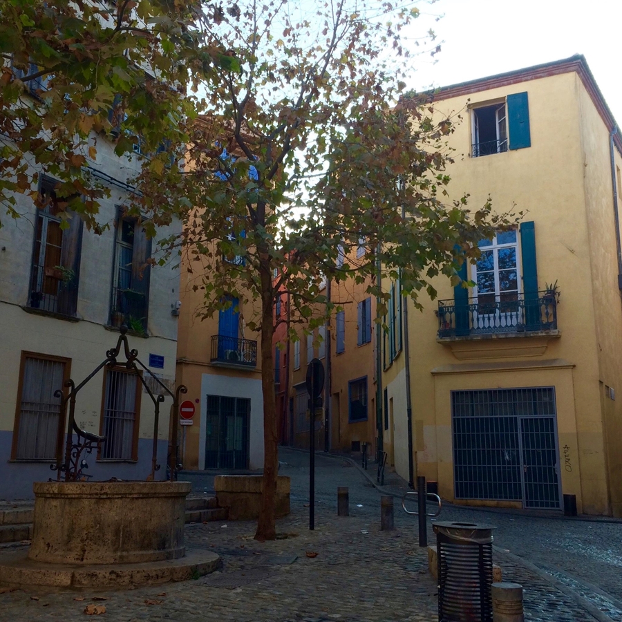 The winding streets of the French city of Perpignan.