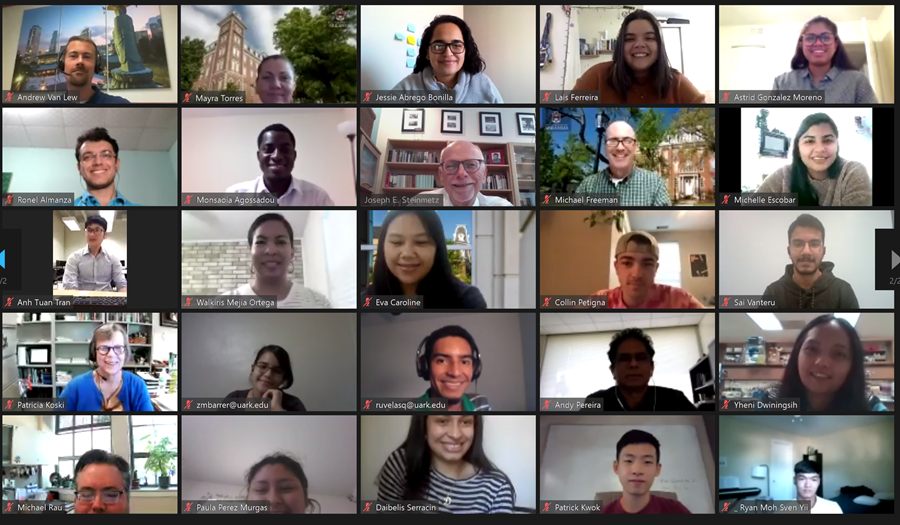 Sponsored students from around the world were welcomed to campus by Chancellor Joe Steinmetz in a recent Zoom call.