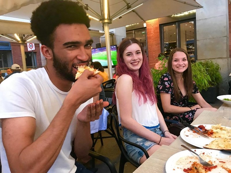 Students on the Perpignan Program enjoying a French meal