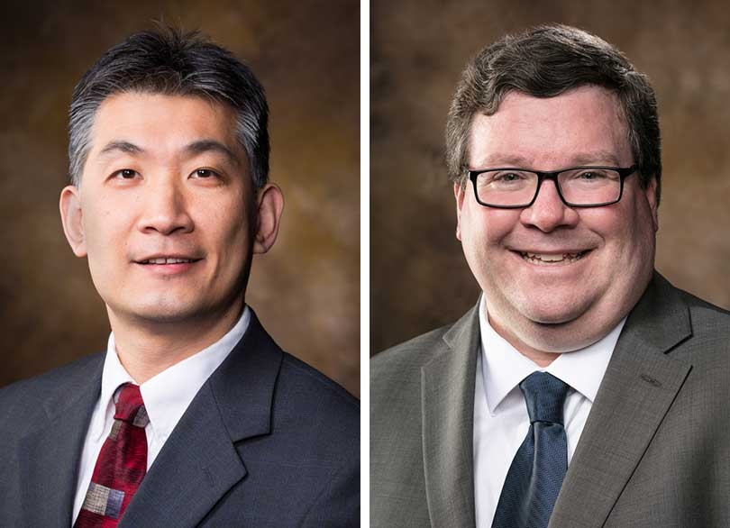 Jia Di (left) will become head of the Department of Computer Science and Computer Engineering Jan. 1. Dale Thompson (right) has served as interim department head since July.