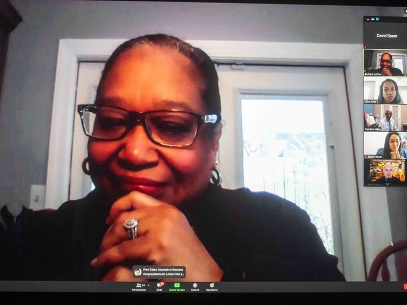 Barbara Lofton on the surprise Zoom call announcement of a scholarship established in her honor.
