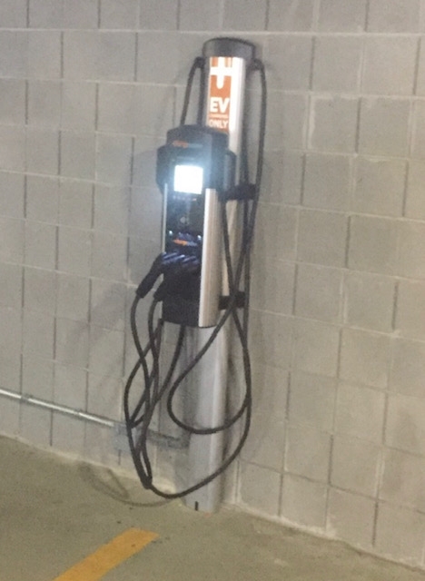 New Vehicle Charging Station in Harmon Avenue Parking Garage