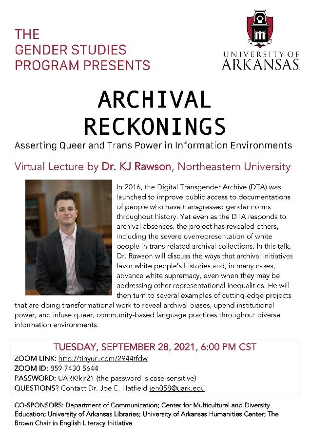 KJ Rawson to Give Virtual Lecture on Race and Digital Transgender History