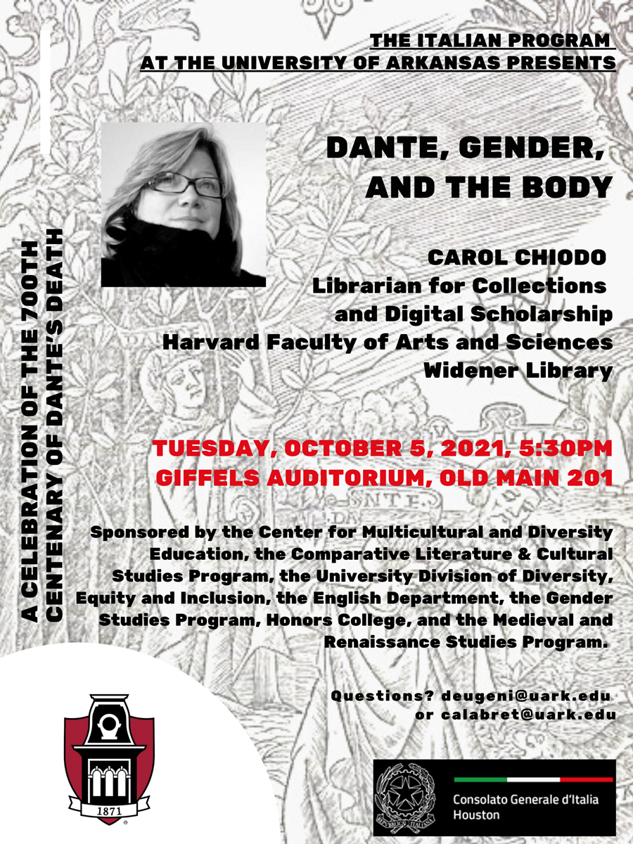 Dante, Gender and the Body Lecture Tuesday