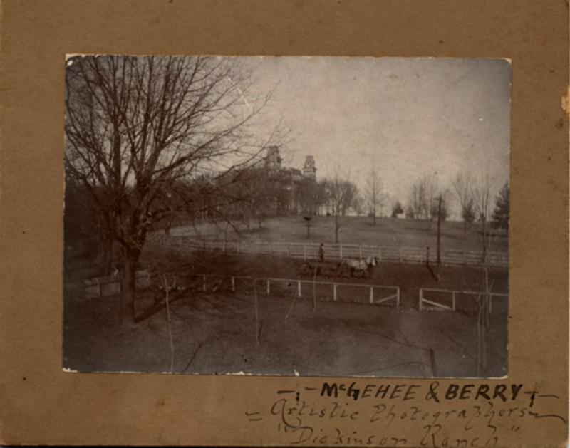 An image of Old Main as seen from Dickinson Ranch. From the Berry, Dickinson, Peel Family Papers (MC 1372)