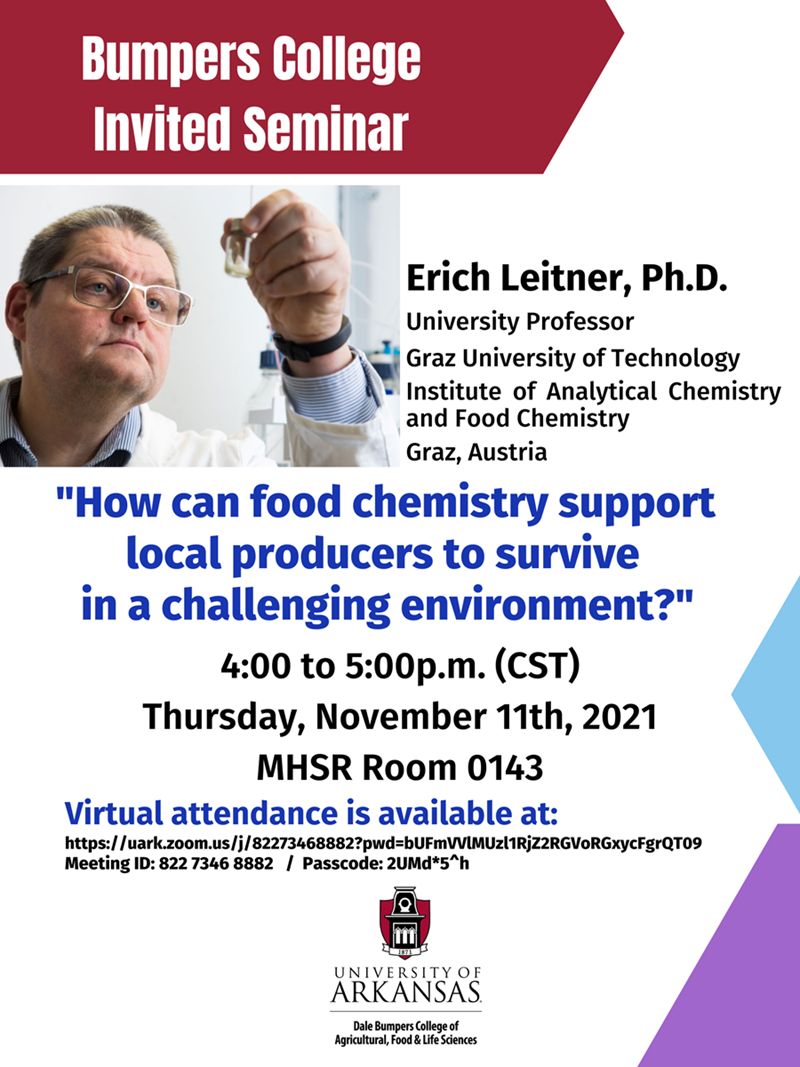 TU Graz Food Chemistry Expert Erich Leitner Seminar on Campus Thursday