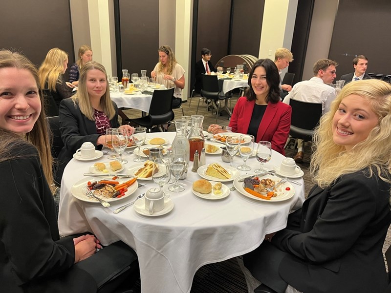 Walton College students participated in a dining and social etiquette workshop to strengthen skills for professional social events.
