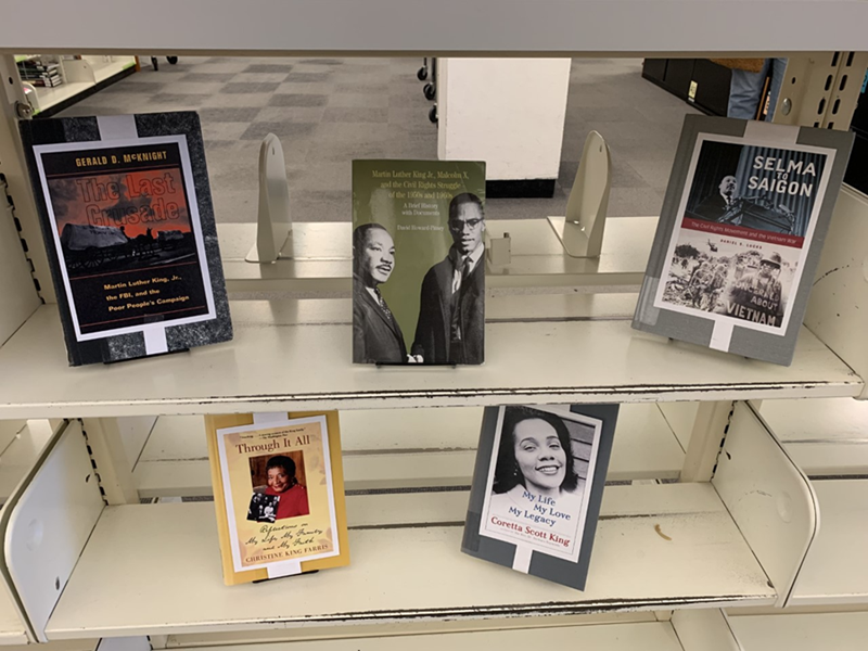 Part of a larger display of books related to civil rights in honor of MLK Day