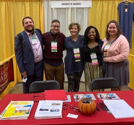 From left, TJ Schoonover, Cameron Houin, Kristi Perryman, Chulyndria Laye (current Ph.D. student) and Brittany Massengale presented their dissertations at the National Association for Play Therapy Conference. Houin and Massengale joined associate professor Perryman to provide a free community forum regarding LGBTQ concerns at the event.