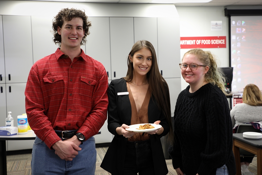 Students in the Product Innovation for Food Scientists class created chicken dishes for a panel of senior managers for research and development with Simmons Foods.