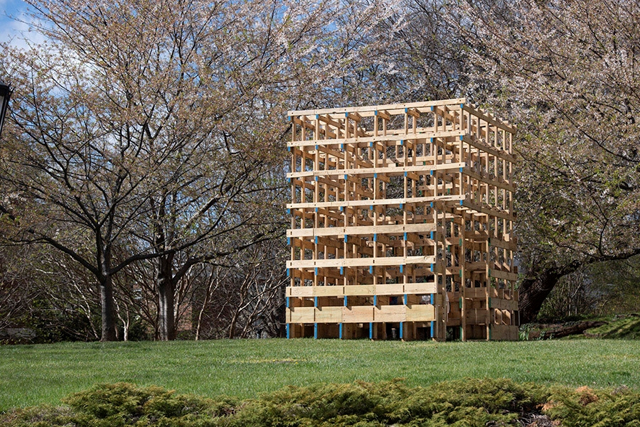 Construction Waste Repurposed for Wood Pavilion in Biomaterial Building Exposition