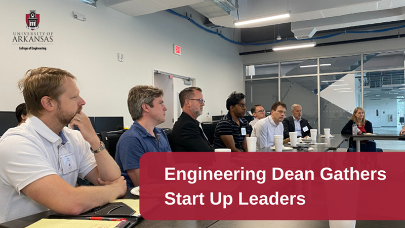 Leaders from some of the region's most successful startups listen during a luncheon with College of Engineering Dean Kim Needy.