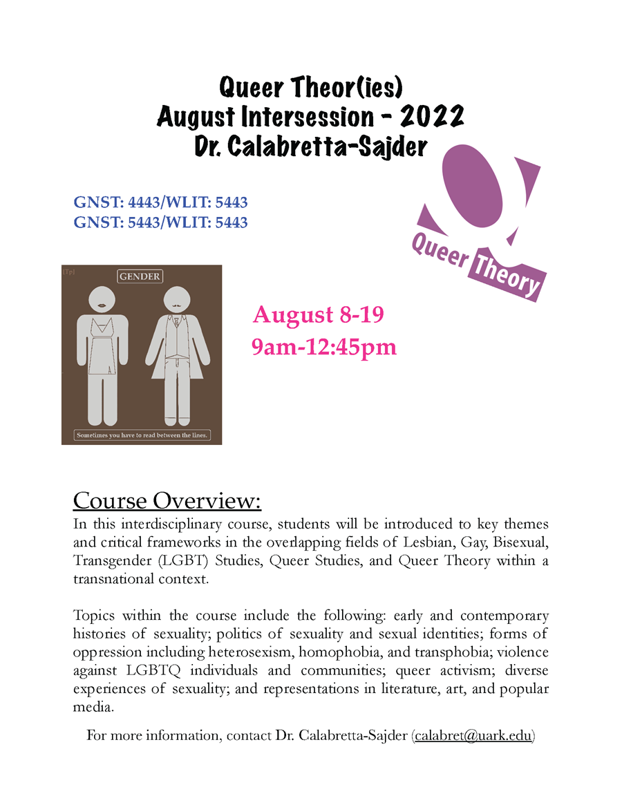 Still Looking for an Intersession Course? Consider Enrolling in Queer Theor(ies)