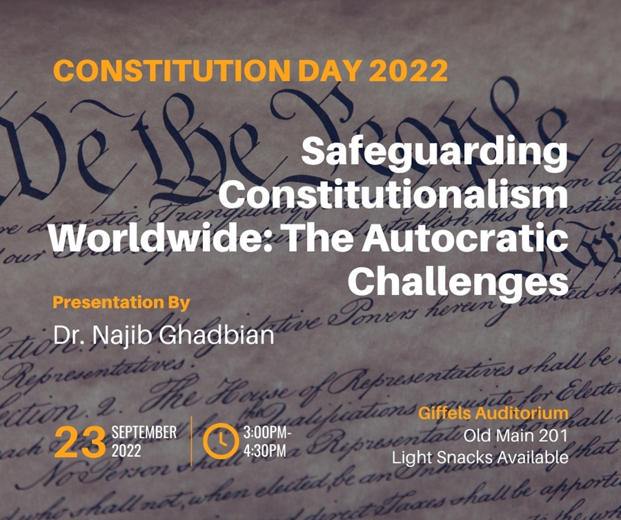 Constitution Day Lecture to be Given by Political Science Professor Najib Ghadbian
