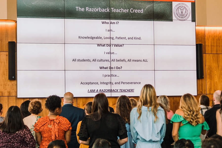Students recite the Razorback Teacher Creed.