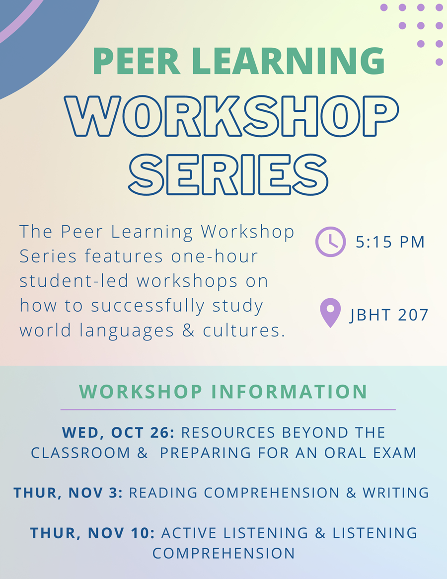 Student Success Peer Learning Workshop Series Kickoff Oct. 26