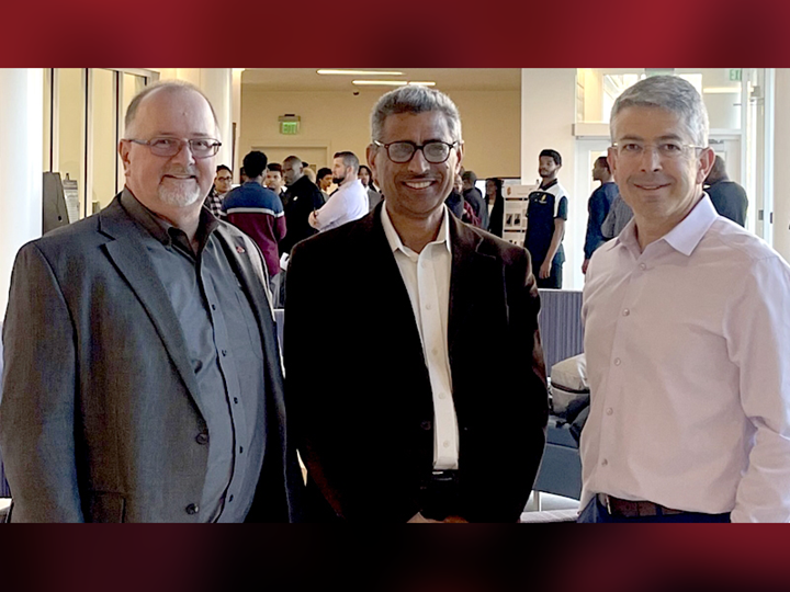 From left, U of A professor Ed Pohl; Om Yadav, chair of the Industrial and Systems Engineering Department at North Carolina A&T State University; and U of A professor Burak Eksioglu.