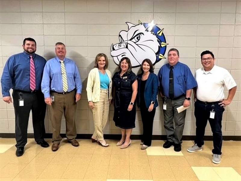 College of Education and Health Professions faculty and Decatur School District officials met recently to discuss their new partnership. From left, Matt Boeving, Steve Watkins, Christy Smith, Jennifer Beasley, Christine Ralston, Kevin Matthews and Ederlee Gomez.