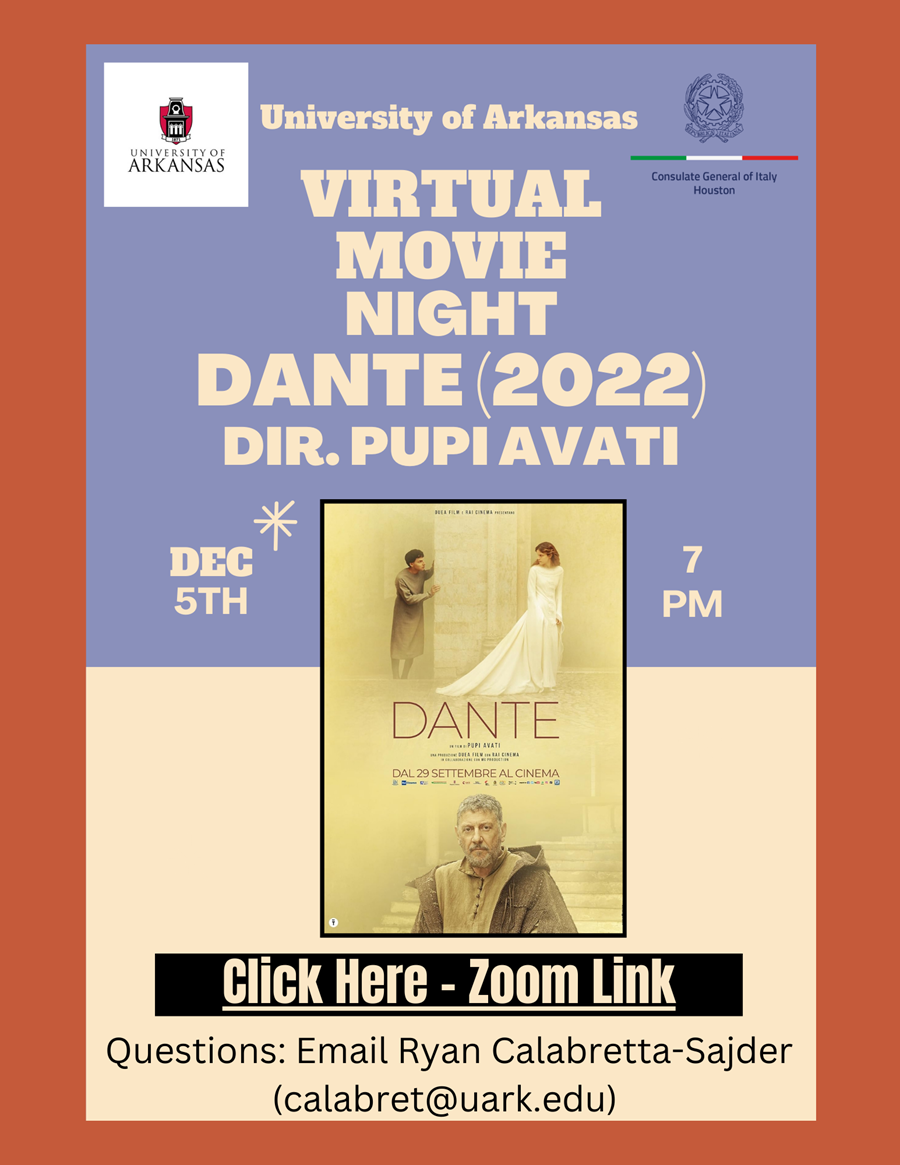 Stasera proiezione virtuale del film: “Dante” del regista italiano Bobby Avati