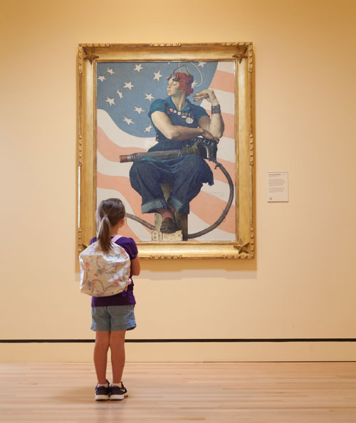 Norman Rockwell's Rosie the Riveter is one of the artworks children see when they take a school field trip to Crystal Bridges Museum of American Art in Bentonville.